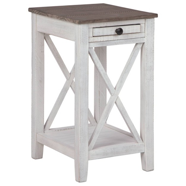 Adalane Side Table White gray Signature Design By Ashley