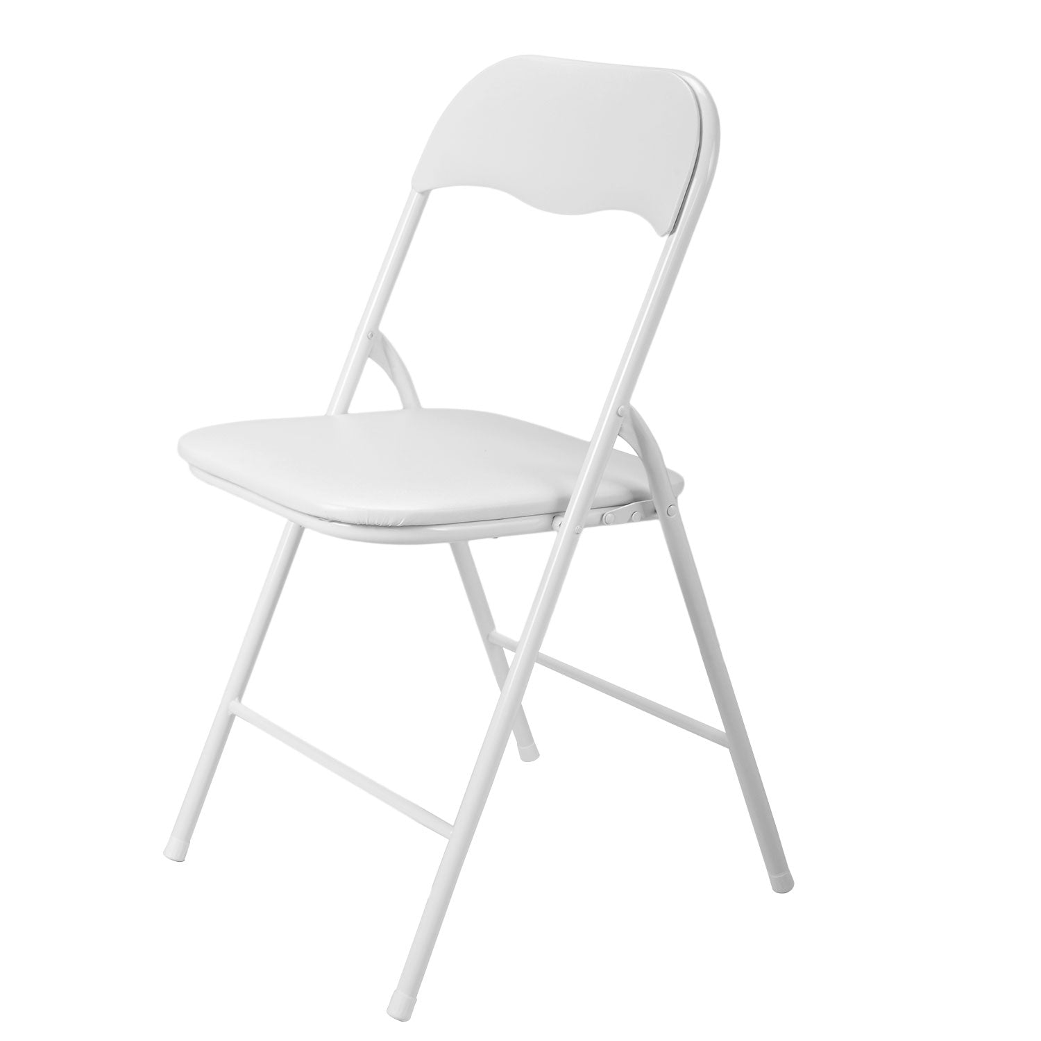 Jaxpety 5 Pack Commercial White Plastic Folding Chairs W/Soft Cushion Stack-able Wedding Party Event Chair