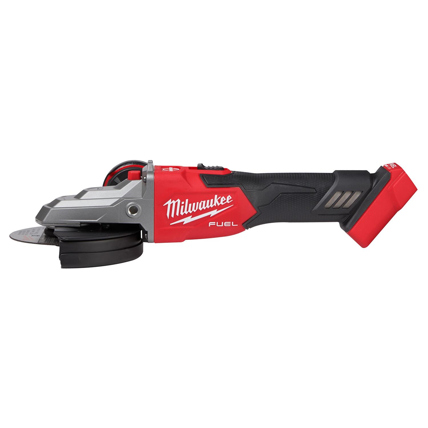 Milwaukee Tool 2887-20 Milwaukee M18 FUEL 5 in. Flathead Braking Angle Grinders with Slide Switch Lock-On