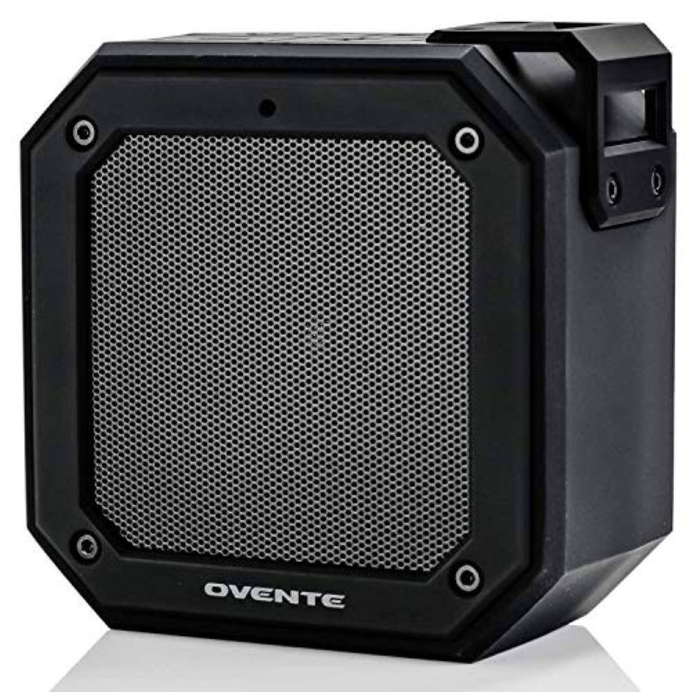 OVENTE 2000 mAh Portable Waterproof Wireless Speaker with TWS Pairing Capability IPX6 Rating and 20-Hours of Playtime Black ZA1200B