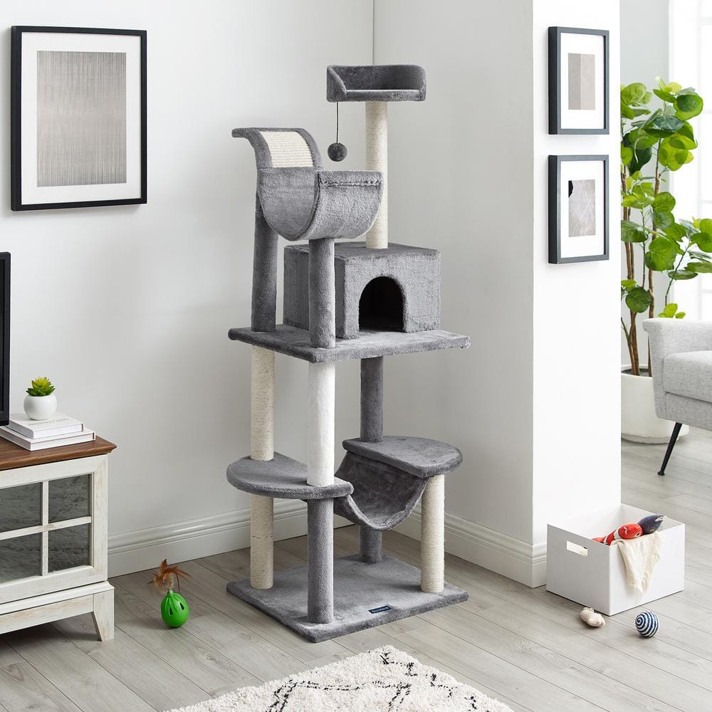 Sam's Pets Submarine 60 in. Gray Hard Box Cat Tree SP-CT1284GY