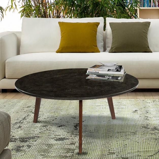 Round Italian Black Marble Coffee Table