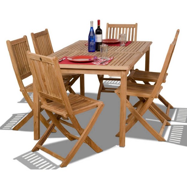 Prague 7pc Patio Teak Wood Dining Set International Home Miami