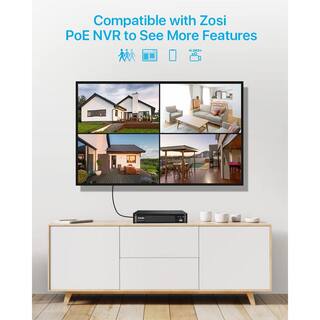 ZOSI ZG2615D ZG2615E 5MP PoE Wired IP Security Camera Only Compatible with same brand NVR Model-Black 4IPC-2615E-B-C