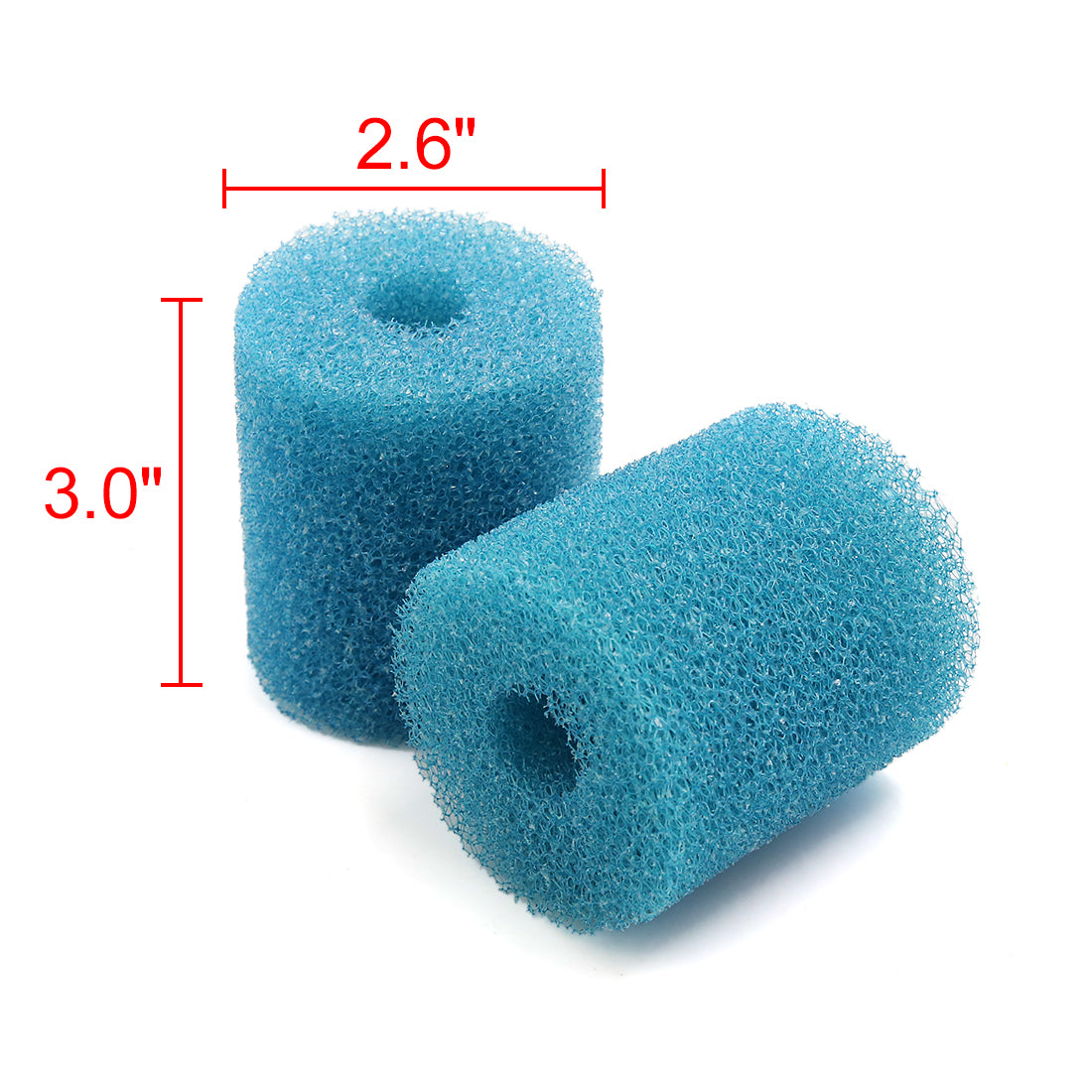 6pcs Blue 2.6 Inch Dia Cylinder Pre-Filter Sponge Filter Media for Aquarium