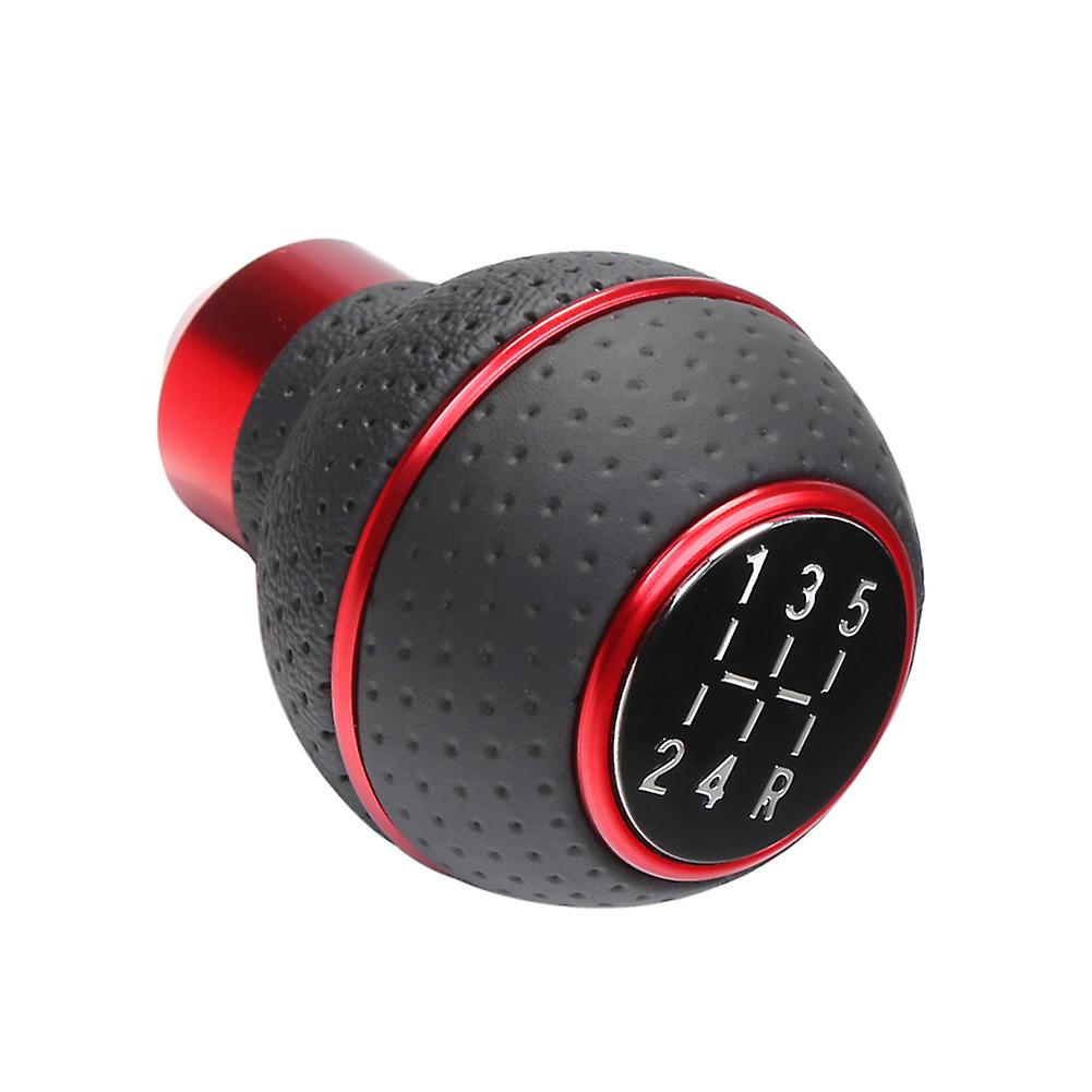 5-speed Gear Shift Knob For Manual Shift Handle Leather Handle Gear Lever Knob Silver