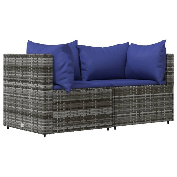 vidaXL Patio Lounge Set with Cushions Brown/Black/Gray Poly Rattan