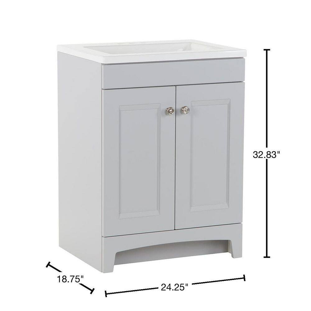 Glacier Bay Delridge 24.2 in. W x 18.8 in. D x 32.8 in. H Freestanding Bath Vanity in Pearl Gray with White Cultured Marble Top DR24P2-PG