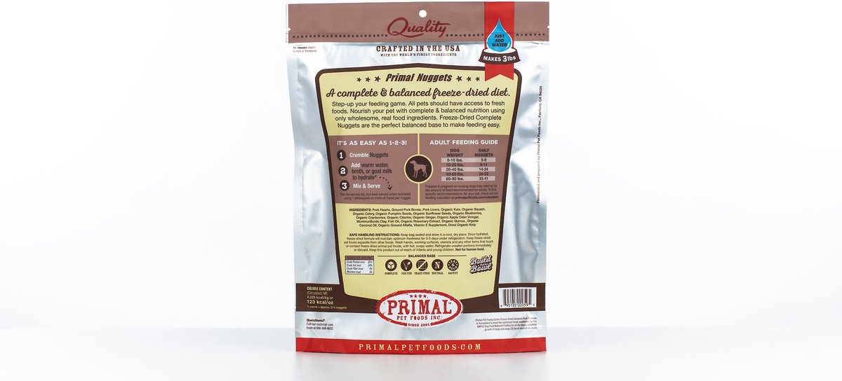 Primal Pork Formula Nuggets Grain-Free Raw Freeze-Dried Dog Food