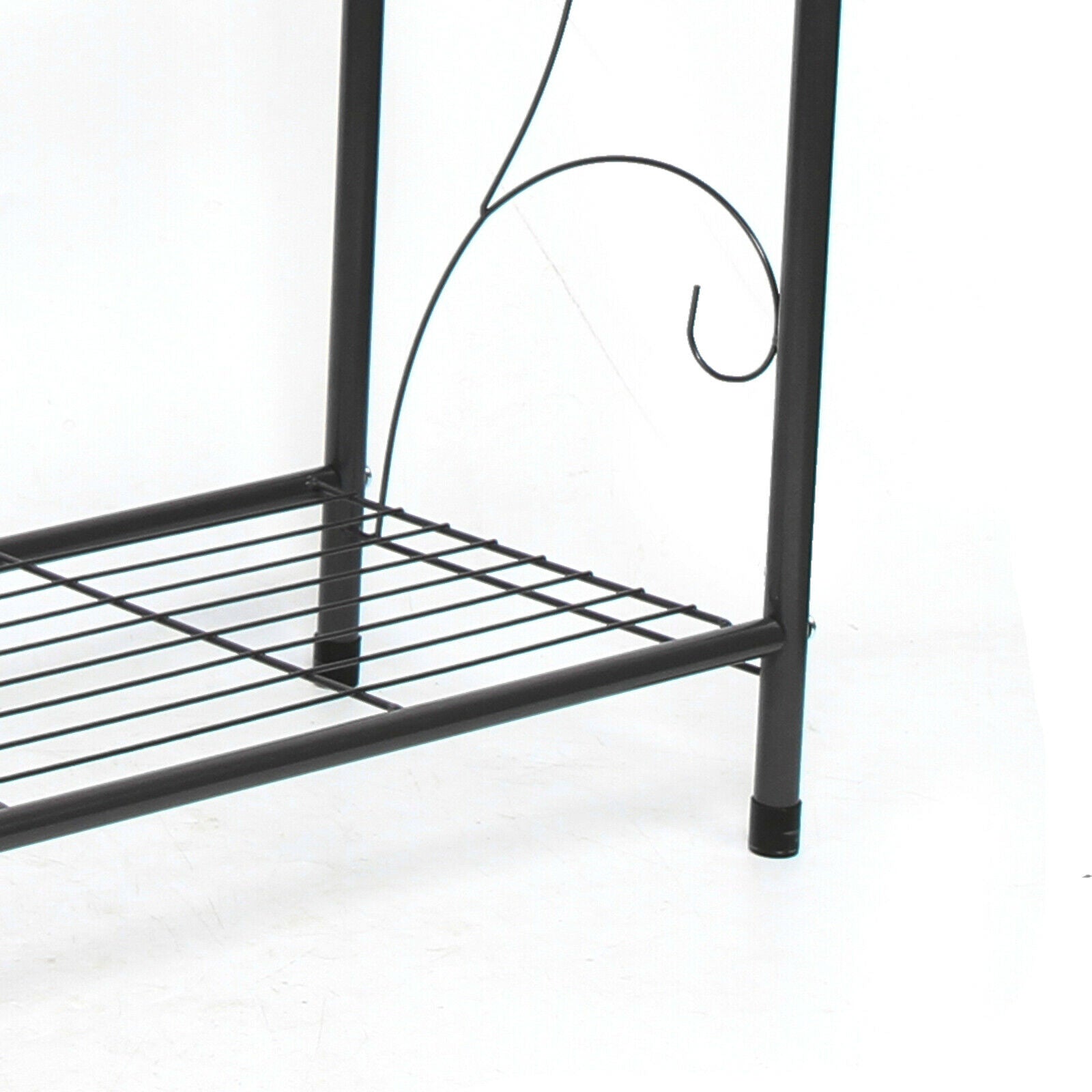 Fichiouy 3-Tier Flower Plant Stand Wrought Iron Shoe Shelf Organizer Storage Rack Decor Black