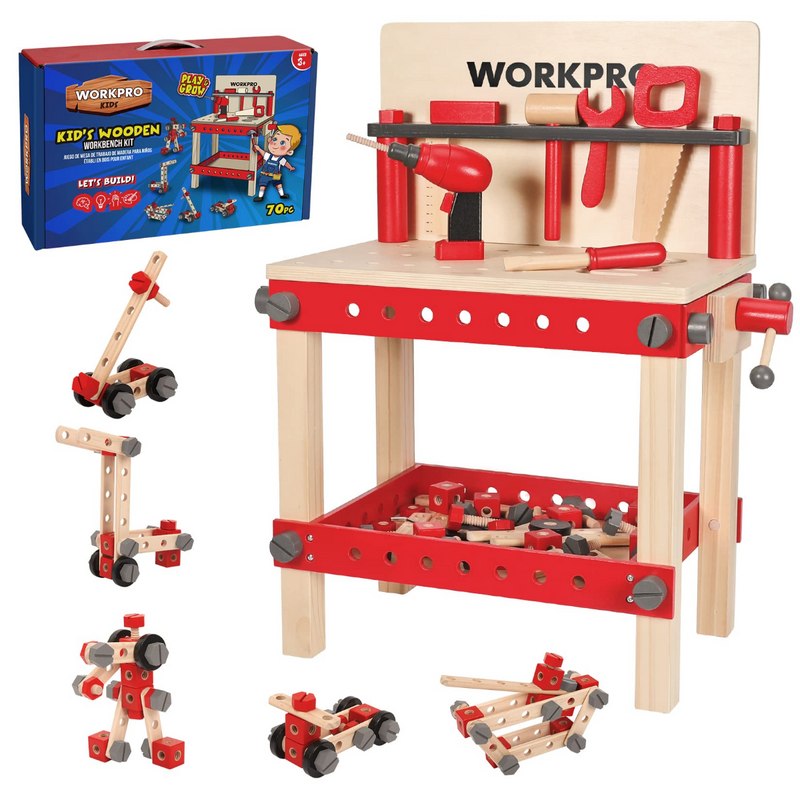 WORKPRO Wooden Building Toy Tools Set， Building Toy Set CreativeandampEduc