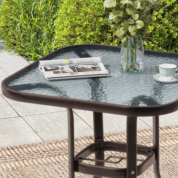 VredHom Outdoor Patio Dining Bistro Table with Umbrella Hole