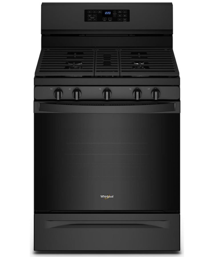 Whirlpool 5 Cu. Ft. Black 5-In-1 Air Fry Gas Range