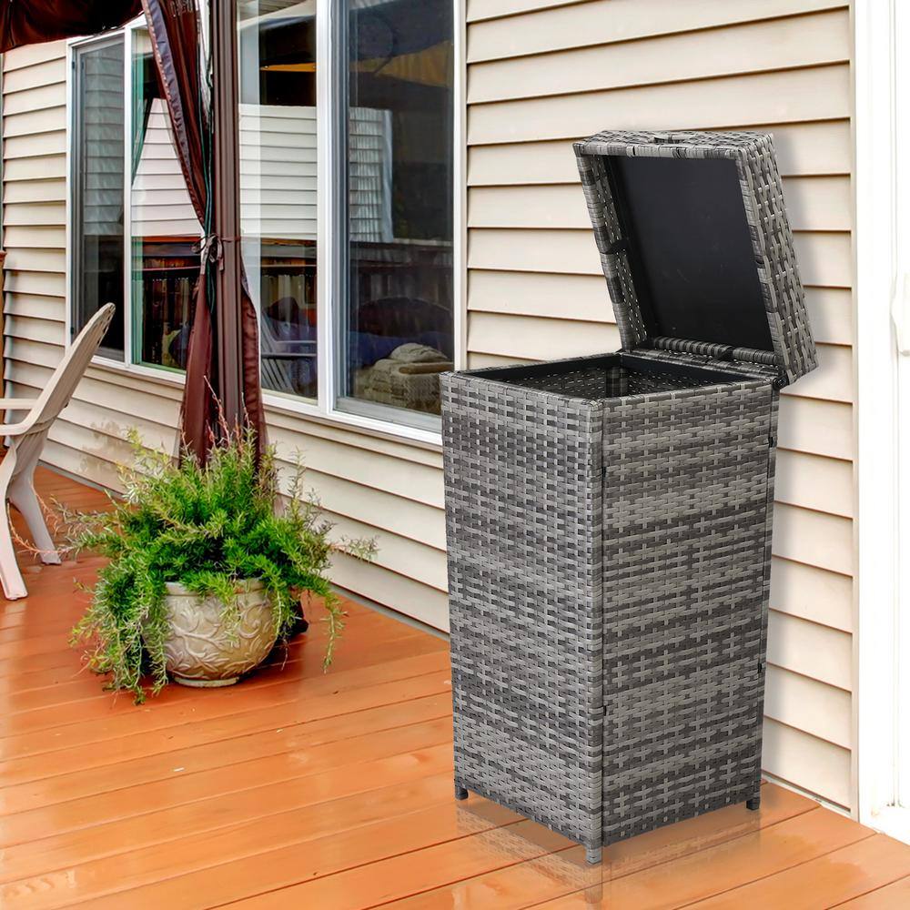 Karl home 24 Gal. Gray Outdoor Trash Can with Attached Lid 450752052381