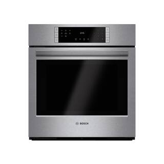 Bosch 800 Series 27 in Single Electric Wall Oven with European Convection Self Cleaning in Stainless Steel with Touch Controls HBN8451UC