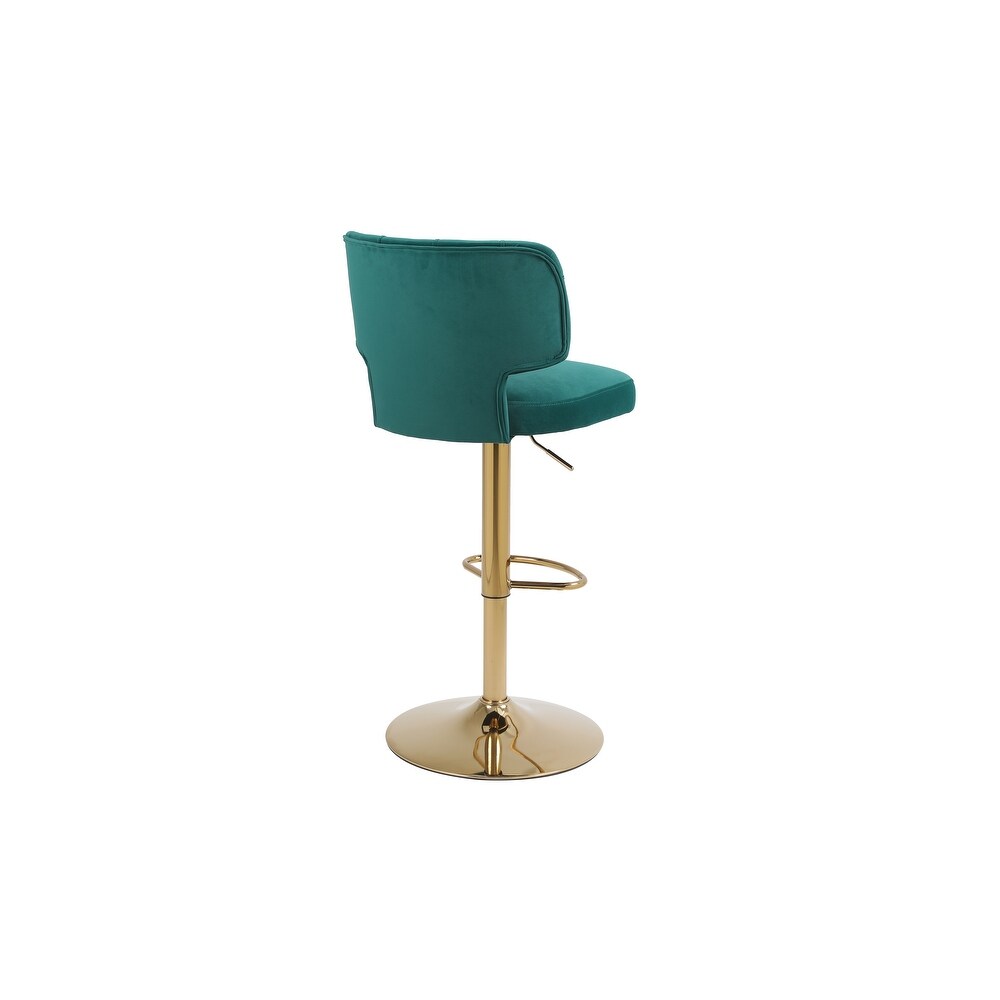 Barstools  Swivel Velvet Bar Stool Counter Height Bar Chairs Adjustable Tufted Stool with Back  Footrest (Emerald  Set of 2)