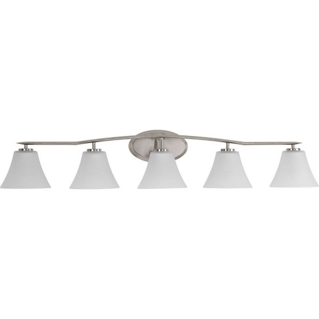 Progress Lighting Nisse Collection 5 light Wall Light Brushed Nickel Etched Opal Shade