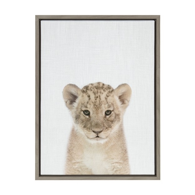 X 24 quot Sylvie Baby Lion Color Framed Canvas By Simon Te Of Tai Prints Gray Kate amp Laurel All Things Decor