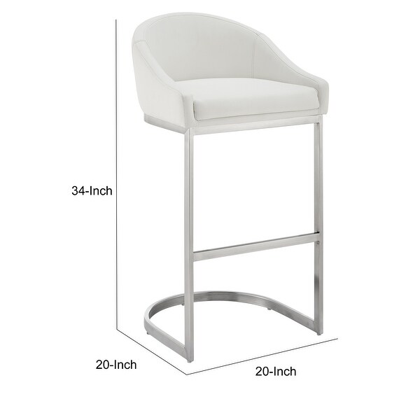 Lina 24 Inch Counter Stool Chair， Metal Cantilever Base， White Faux Leather