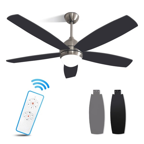 52 in. LED Indoor Brushed Nickel Ceiling Fan with Light Kit， Remote and Reversible Blades and Motor Shopping - The Best Deals on Ceiling Fans | 41309977