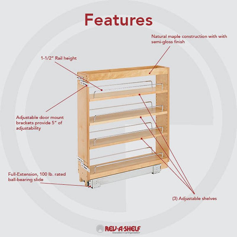 Rev-a-shelf 5 Pull Out Kitchen Cabinet Organizer Pantry Spice Rack， 448-bc-5c