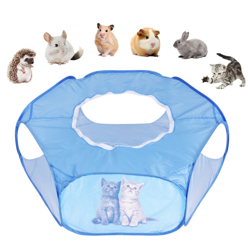 DOYOUDO Pet Playpen Portable Open Outdoor Small Animal Cage Transparent Tent Pet Folding Yard Fence For Dog Hamster Rabbit Guinea Pig