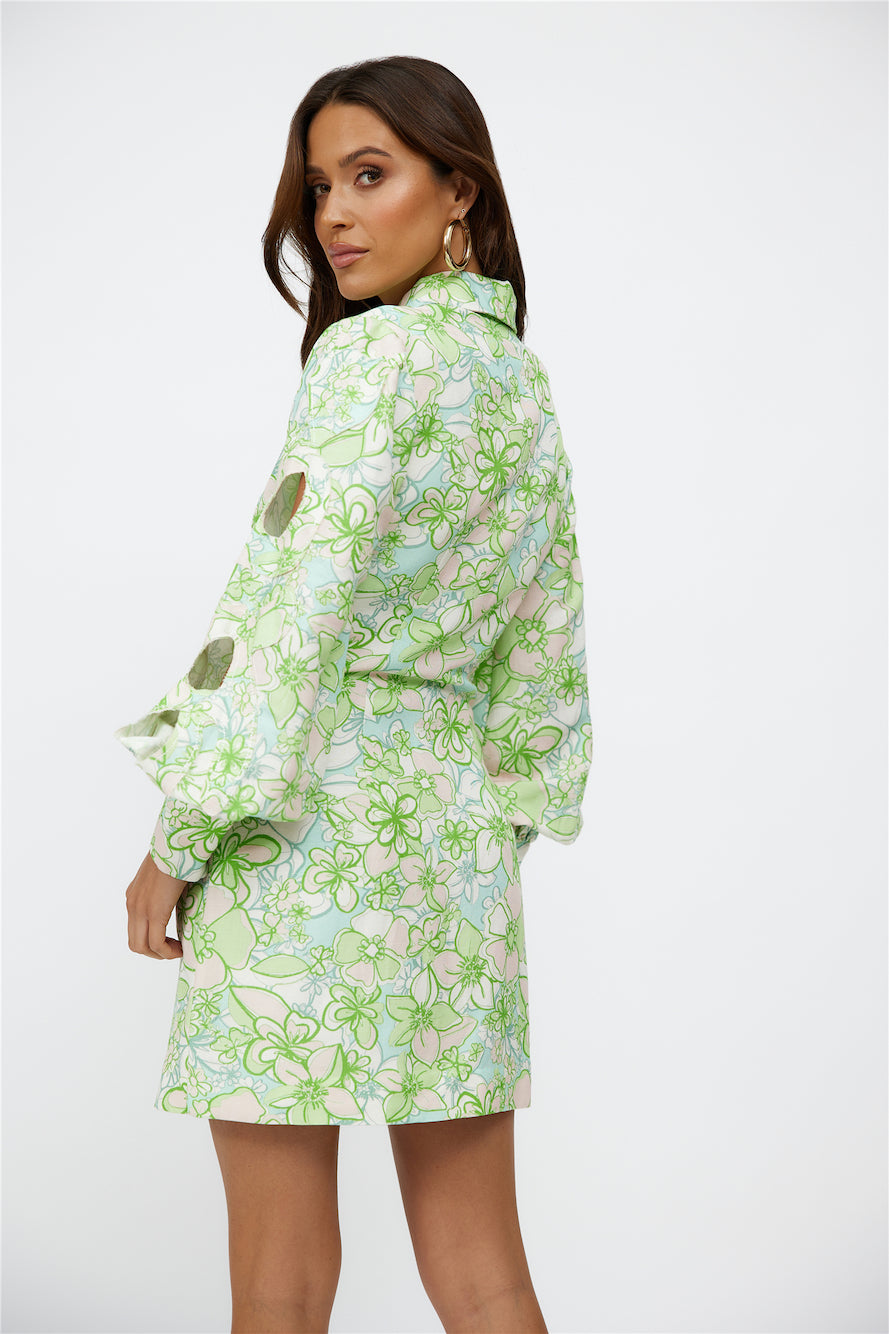 C/MEO Far Away Mini Dress Apple Green Floral