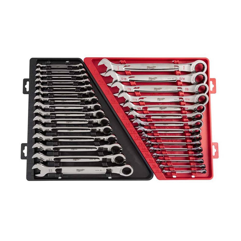 MW SAEMetric Combination Ratcheting Wrench Mechanics Tool Set (30-Piece) 48-22-9416-48-22-9516