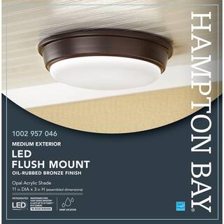 Hampton Bay Oil Rubbed Bronze Integrated LED Outdoor Flush Mount IKE2001L