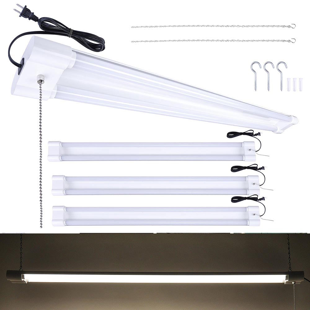 Yescom 4ft 40w LED Shop Light Fixture 2-Lamp Linkable 4-Pack Warm White