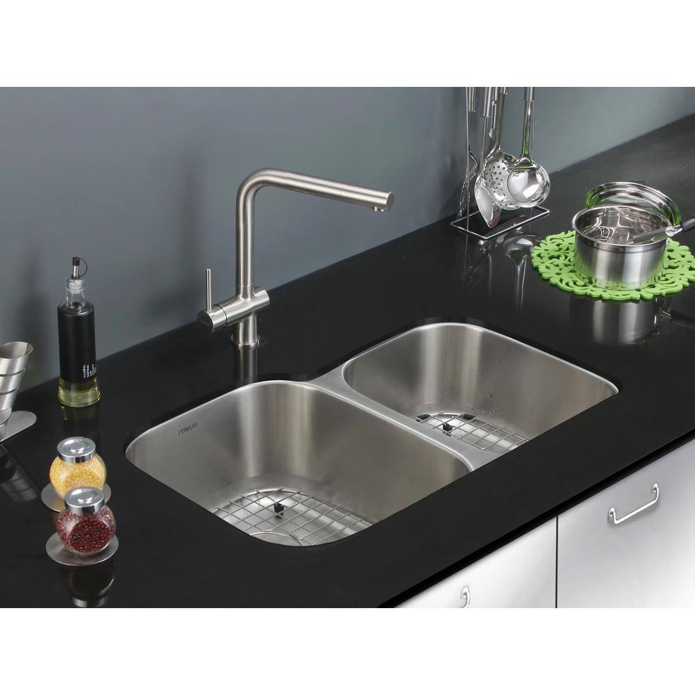 Ruvati 32 in. 6040 Undermount 16-Gauge Stainless Steel Double Bowl Kitchen Sink RVM4310