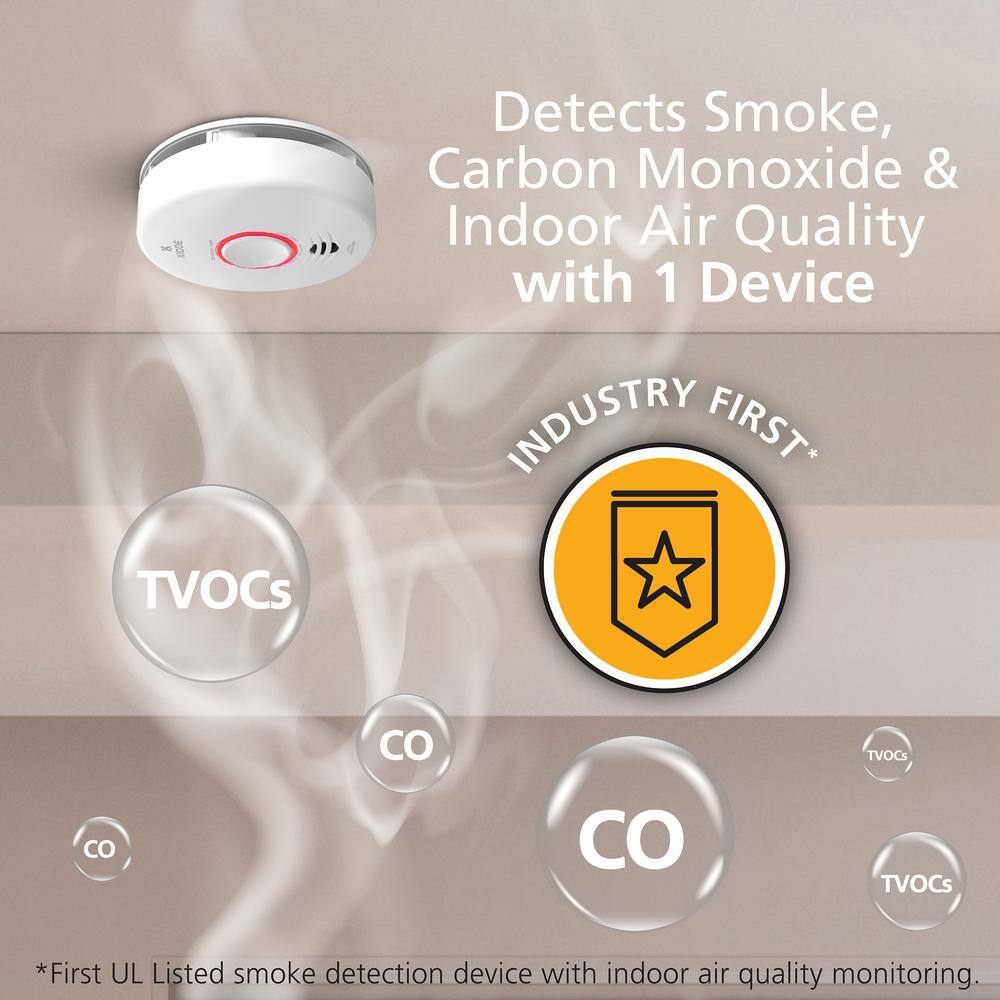 Kidde Smart Smoke and Carbon Monoxide Detector with Indoor Air Quality Monitor Hardwired 10-Year Lithium Backup Battery 21030843