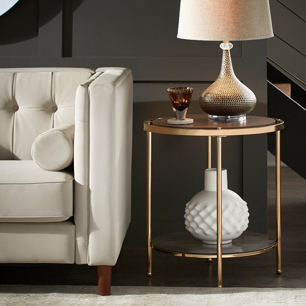 Celsus Champagne Gold End Table with Storage by iNSPIRE Q Bold