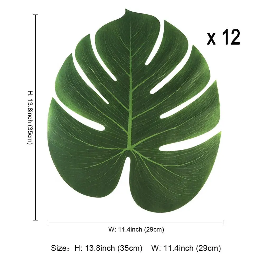 Hot Sell Decoration 12pcs/set Green Large Leaves Turtle Leaf Artificial Leaves for Indoor And Outdoor Ball Party Decorations