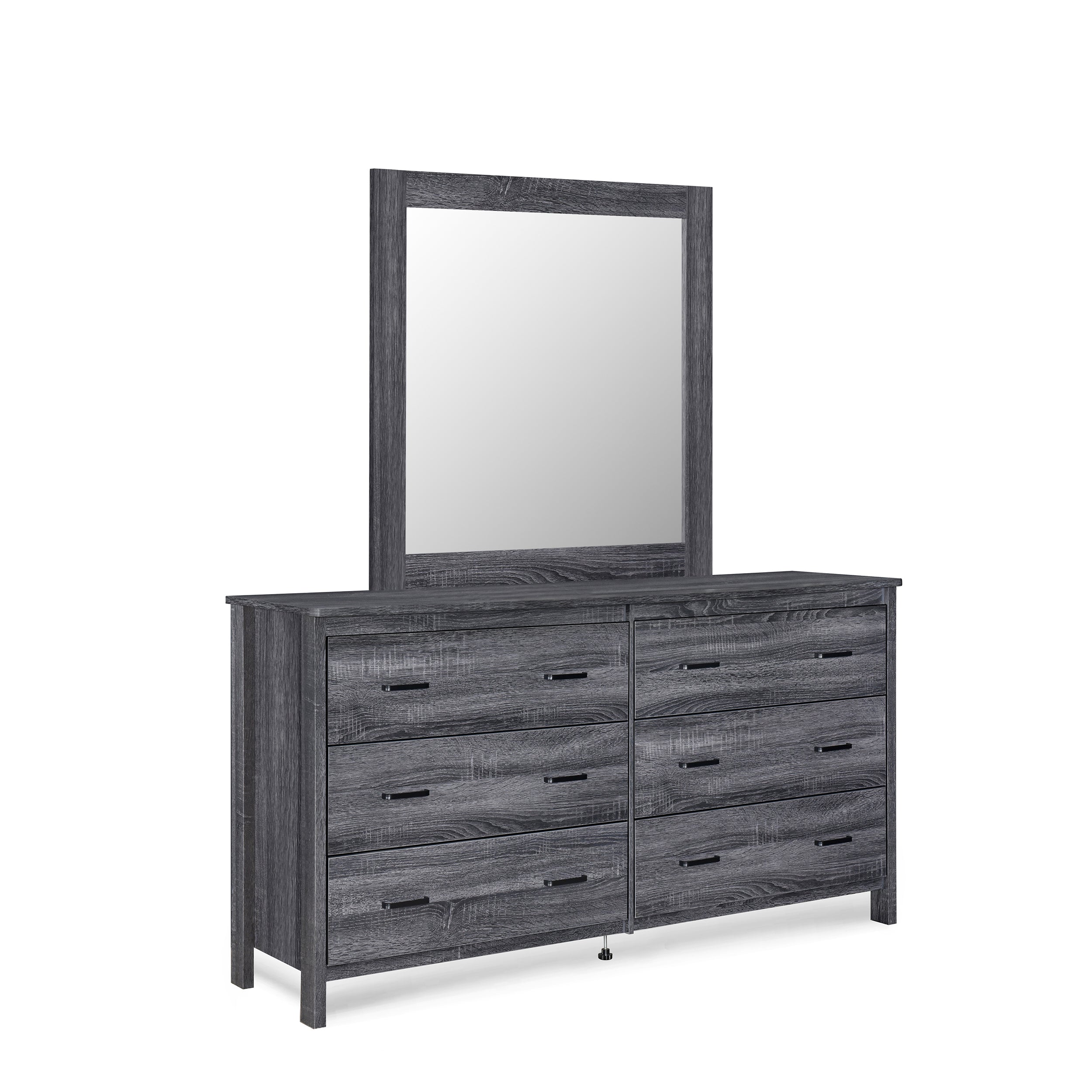 Titeca Contemporary 6 Drawer Vanity Dresser with Square Mirror