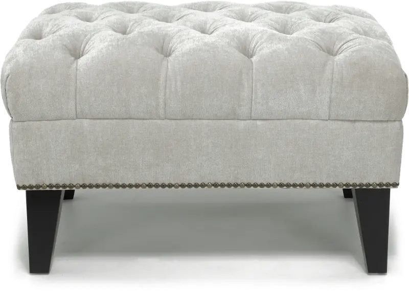 Madeline Light Gray Traditional Ottoman