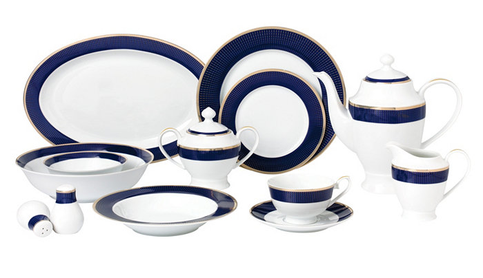 Lorren Home Trends Midnight 57-Pc. Dinnerware Set Service for 8