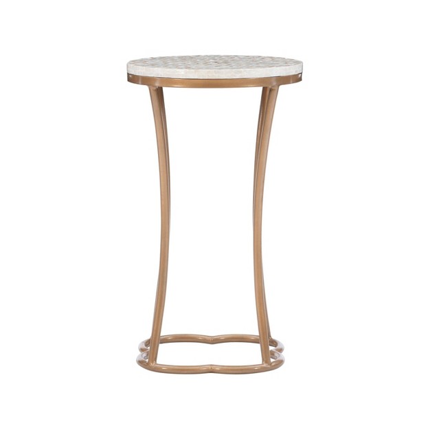 Prisca Costal Handcrafted Accent Table Gold Linon