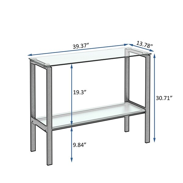 Rectangular Console Table， Double-layer Tempered Glass Porch Table