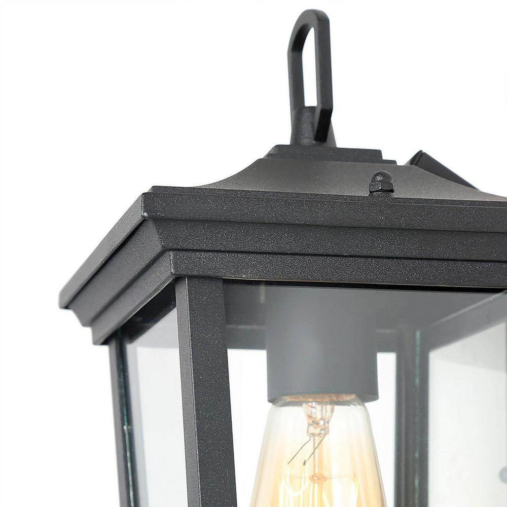 LNC Modern Coastal Matte Black Outdoor Sconce 1-Light Wall Mount Lantern with Clear Glass for Patio Porch Entry A03278S