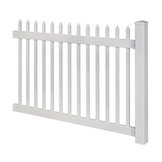 WamBam Fence No-Dig Permanent 4 ft. x 6 ft. Nantucket Vinyl Picket Fence Panel with Post and Anchor Kit BL19101