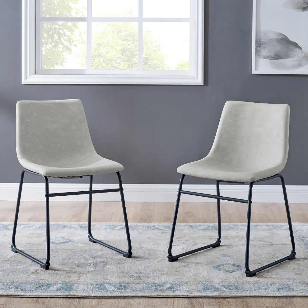 18 quotFaux Leather Dining Chair  Set of 2  Gray   Industrial   Dining Chairs   by Walker Edison  Houzz