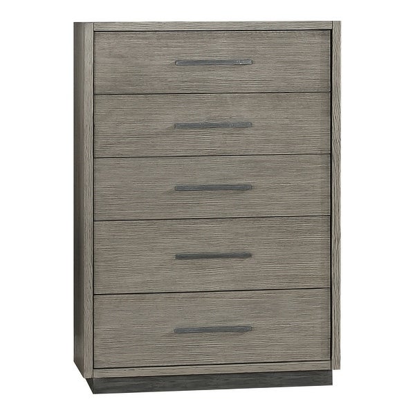 Ventura Grey Oak 4-piece Bedroom Set with 2 Nightstands and Chest - - 35216532