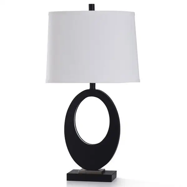 StyleCraft Fabian Black Resin and Brushed Steel Metal Table Lamp