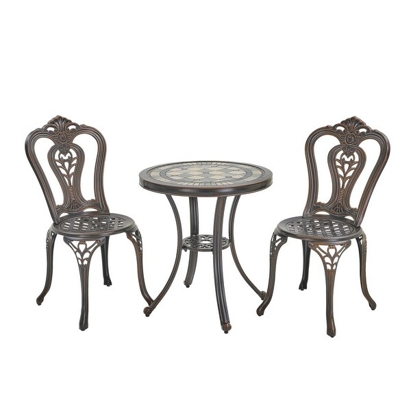 3Piece Cast Aluminum Bistro Table and Chairs Set