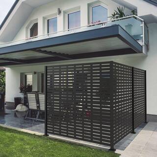 Barrette Outdoor Living 3 ft. x 6 ft. Matte Black Aluminum Decorative Screen Panel Corner Post Extension Kit 73050436