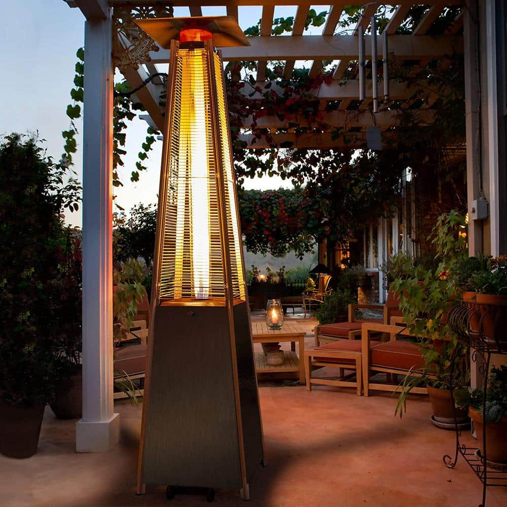 PamaPic 42,000 BTU Stainless Steel Propane Standing Patio Heater PH-TXBXG-WH1