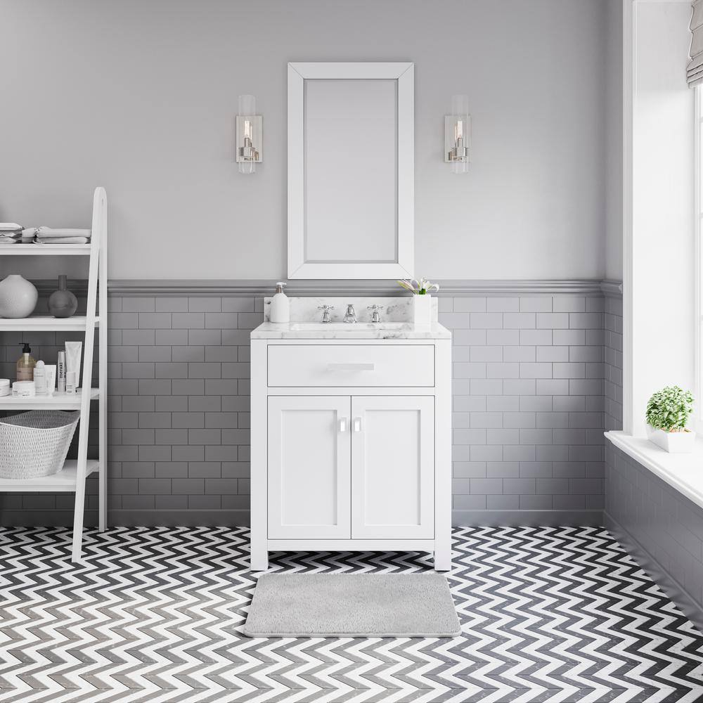 Water Creation Madison 30 in. Vanity in Modern White with Marble Vanity Top in Carrara White MADISON30W