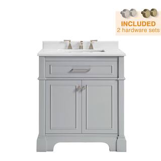 Home Decorators Collection Melpark 30 in. W x 22 in. D x 34.5 in. H Bath Vanity in Dove Gray with White Cultured Marble Top Melpark 30G