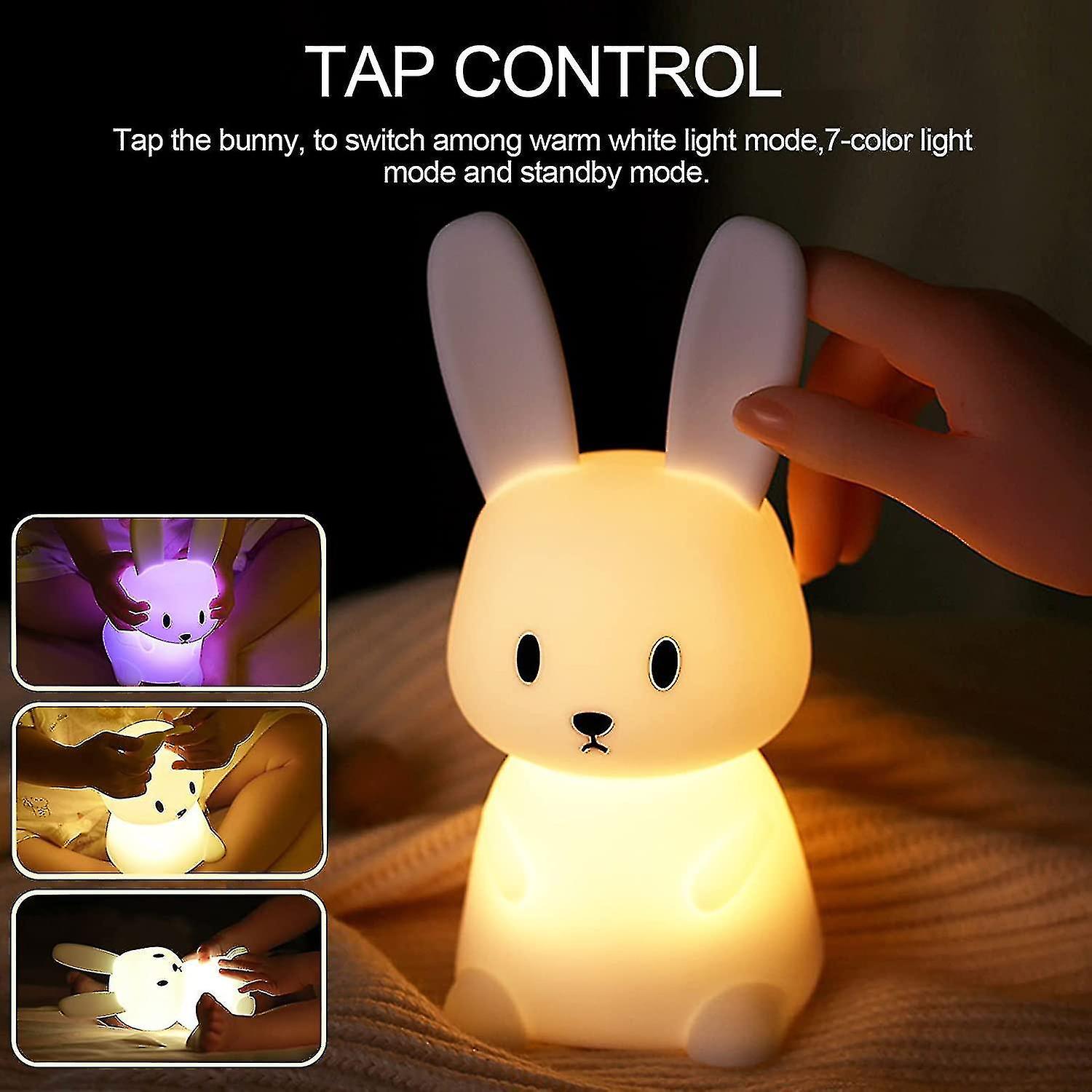 Cute Bunny Kids Night Light， Night Lights For Kids Room Birthday Gifts Kawaii Teen Night Lamp Rechar